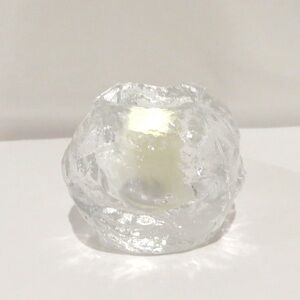 Vtg Kosta Boda Full Lead Crystal Glowing Snowball Votive Candle Holder.